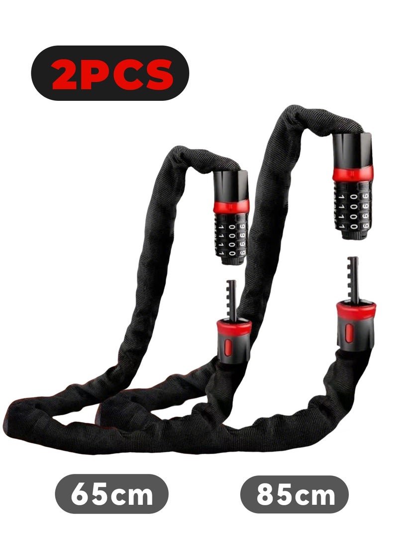 Bicycle chain lock, security anti-theft bike lock, resettable combination lock, suitable for bicycles, motorcycles, doors, gates, fences, and grills - Image 1