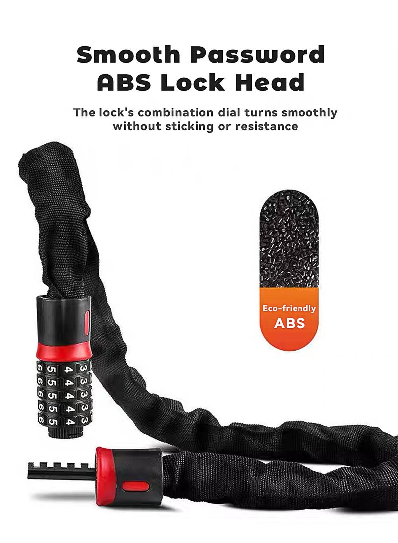 Bicycle chain lock, security anti-theft bike lock, resettable combination lock, suitable for bicycles, motorcycles, doors, gates, fences, and grills - Image 3