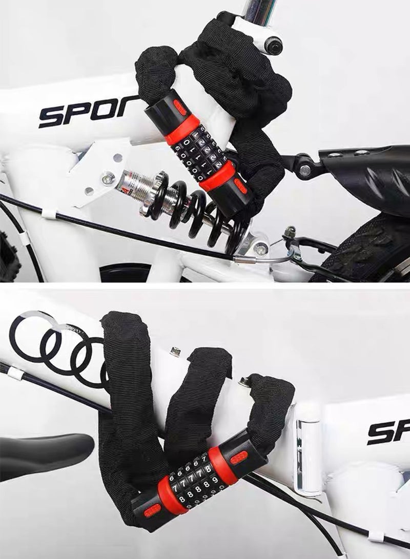 Bicycle chain lock, security anti-theft bike lock, resettable combination lock, suitable for bicycles, motorcycles, doors, gates, fences, and grills - Image 4