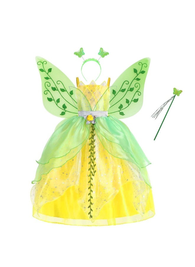 NIBEMINENT New Halloween Green elf dress, Princess Tianna and Tinker Bell children's performance costume - Image 1