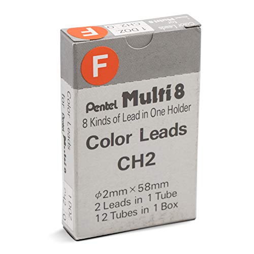 Pentel Arts 8 Colour Pencil Lead Refill Orange 24 Pieces of Lead CH2F - Image 1