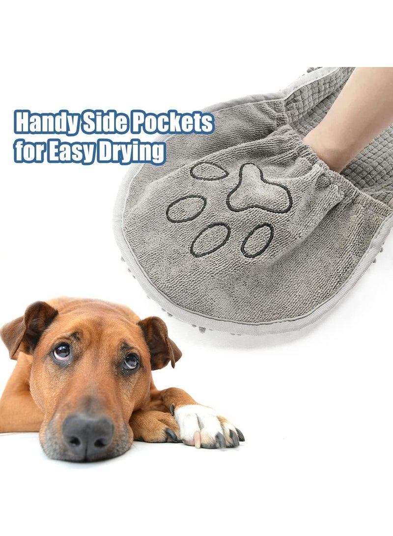 سيوسي Chenille Dog Drying Towel Super Absorbent Microfiber Dog Bath Towels for Drying Dogs Cats Shammy Clean Gloves for Pet Puppy Kitten Paws Machine Washable Grey 35x80cm - Image 3