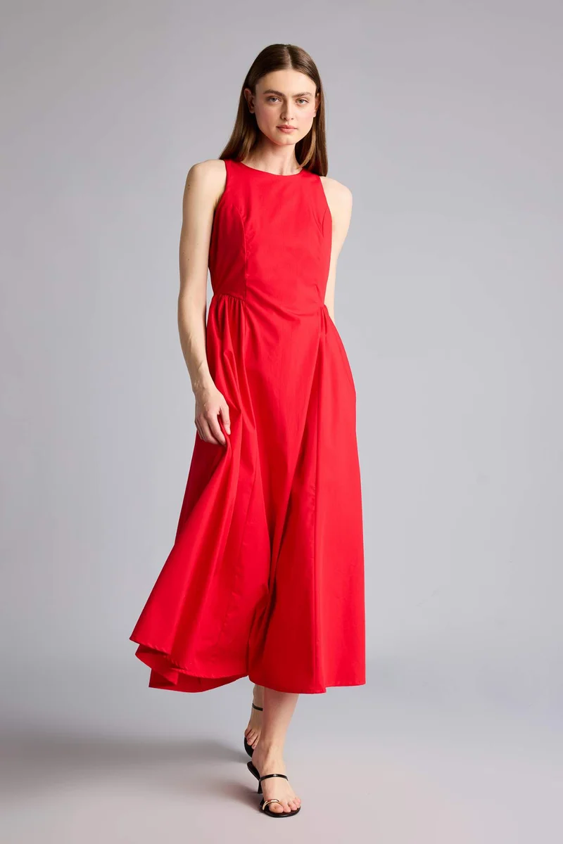 DeFacto Slim Fit Halter Collar Poplin Midi Dress