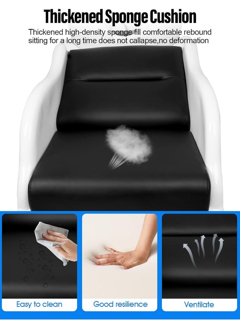 Meishida Classic Shampoo White Bed Chair Hair Wash Station w/Footrest, Heavy-Duty Design, Fiber Frame, Ceramic Shampoo Bowl, Ladies & Men's Salon Furniture  - Image 4