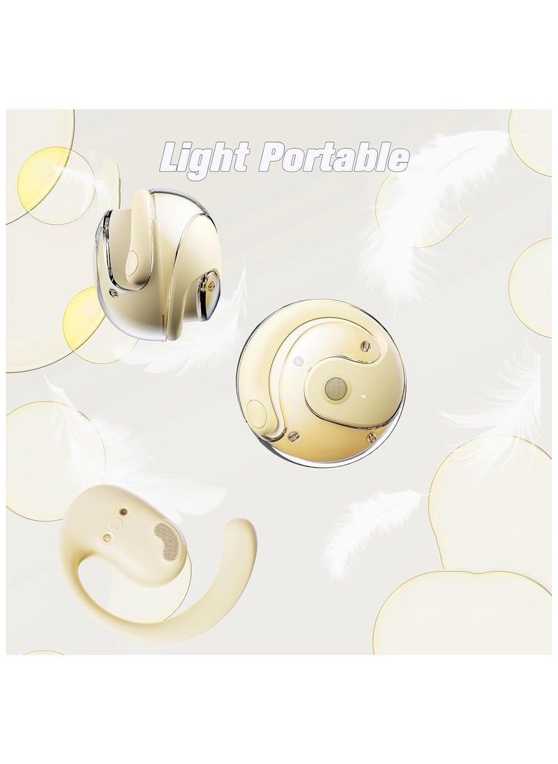 lekikpo Out of Ear Headphones Outside The Ear Wireless Ear Hanging Bluetooth Headset Over The Ear Open Ear Buds Earbuds Outside The Ear Headphones Bone Air Conduction Earbuds Gold  - Image 2