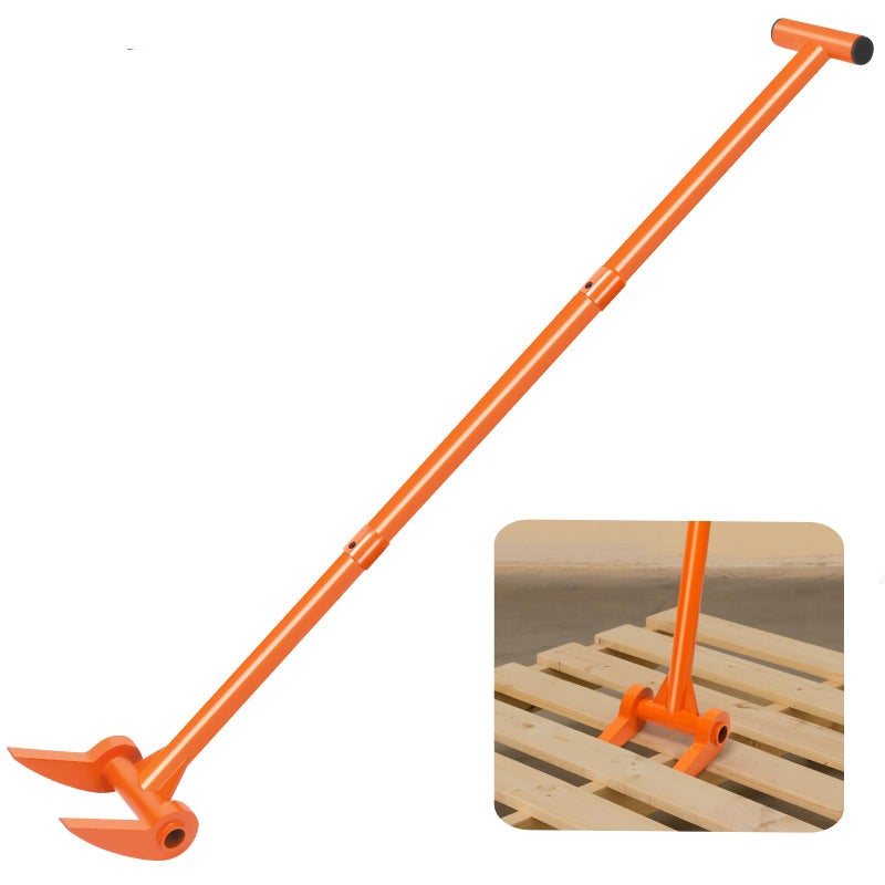 AugFir 48" Pallet Buster, 110 Degree Decking Pry Bar, Heavy Duty Carbon Steel Deck Board Removal Tool for Deck, Pallet, Standing Hardwood Board Demolition Without Lower Back Pain & Knee Pain (Orange) - Image 1