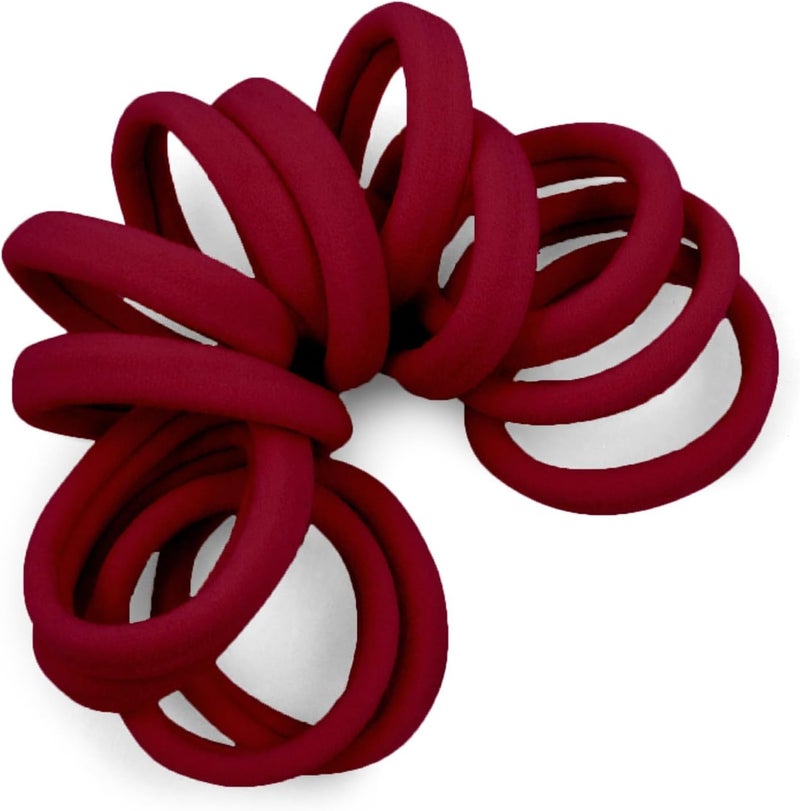 Cyndibands Seamless Hair Ties - Burgundy - Gentle Hair Ties No Damage, Standard Size 1.5 Inch, Soft and Stretchy Nylon Fabric Ponytail Holders - 12 Count - Image 1