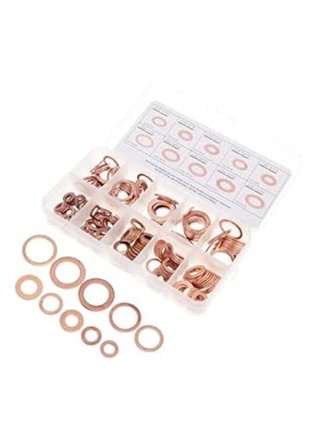 Copper Oil Seal Washer Kit 200pcs Flat Gasket Set Automotive Industrial Sealing Assorted Sizes - Image 1