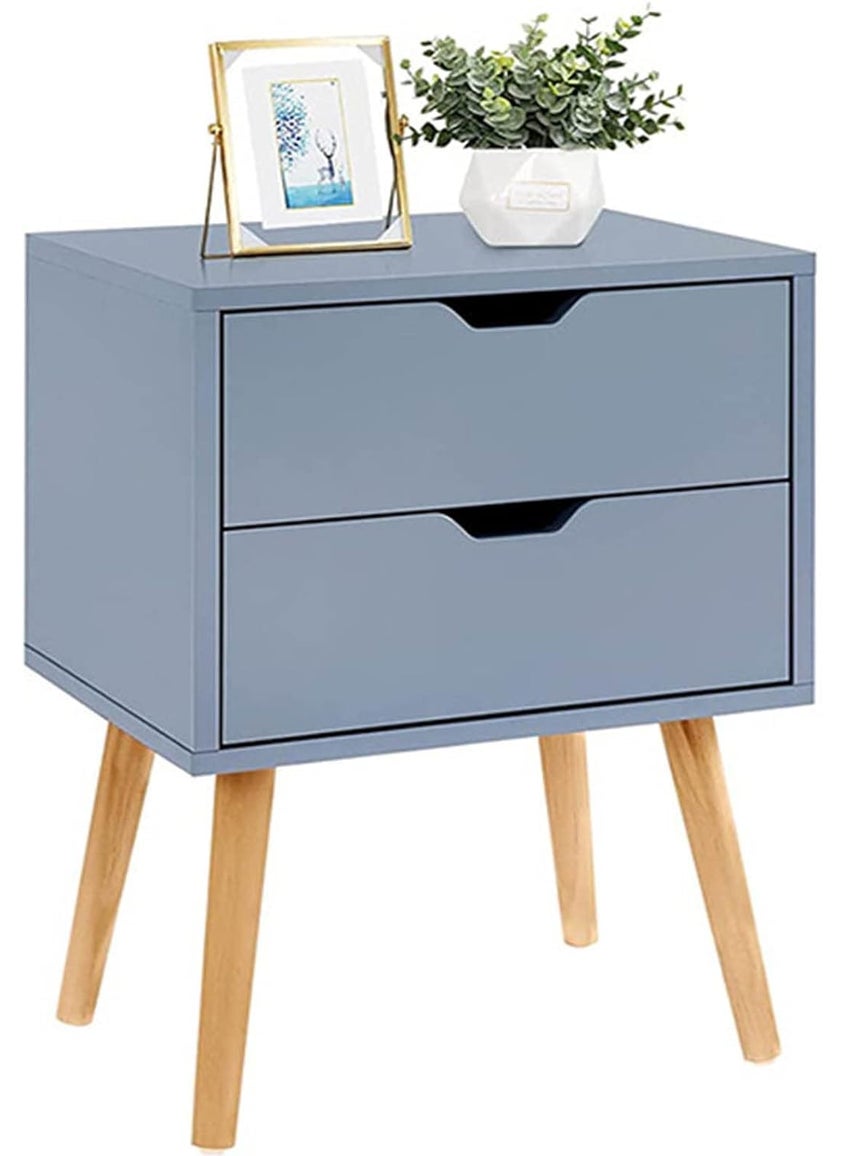 JAL HANDICRAFTS JAL HANDICRAFTS Accent Buffet Cabinet for Kitchen Dining Room Living Room and Hallway Natural Wood Sideboard Furniture with Two Drawers and Wood Legs Bedside Table Grey  - Image 1