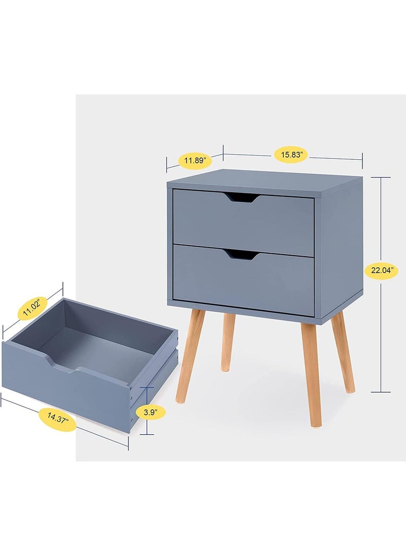 JAL HANDICRAFTS JAL HANDICRAFTS Accent Buffet Cabinet for Kitchen Dining Room Living Room and Hallway Natural Wood Sideboard Furniture with Two Drawers and Wood Legs Bedside Table Grey  - Image 3