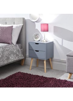 JAL HANDICRAFTS JAL HANDICRAFTS Accent Buffet Cabinet for Kitchen Dining Room Living Room and Hallway Natural Wood Sideboard Furniture with Two Drawers and Wood Legs Bedside Table Grey  - Image 2