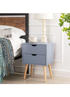JAL HANDICRAFTS JAL HANDICRAFTS Accent Buffet Cabinet for Kitchen Dining Room Living Room and Hallway Natural Wood Sideboard Furniture with Two Drawers and Wood Legs Bedside Table Grey  - Image 4