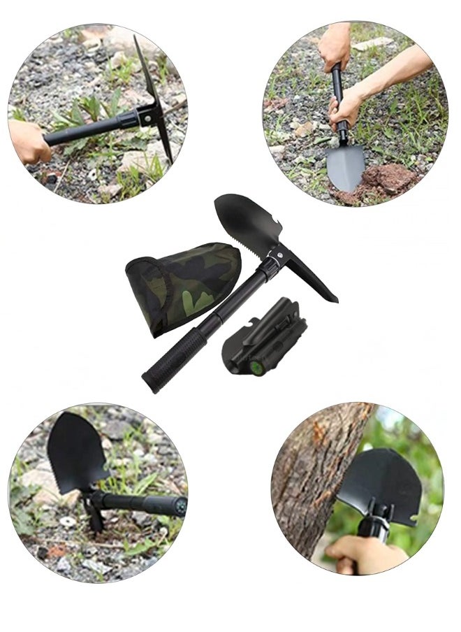 Generic Folding Shovel Multipurpose Tool for Outdoor Survival Portable with Carrying Pouch Camping Outdoor Tools Digging and Cutting in Camping, Hiking, Emergency, Off-Road, and Gardening Tools  - Image 2