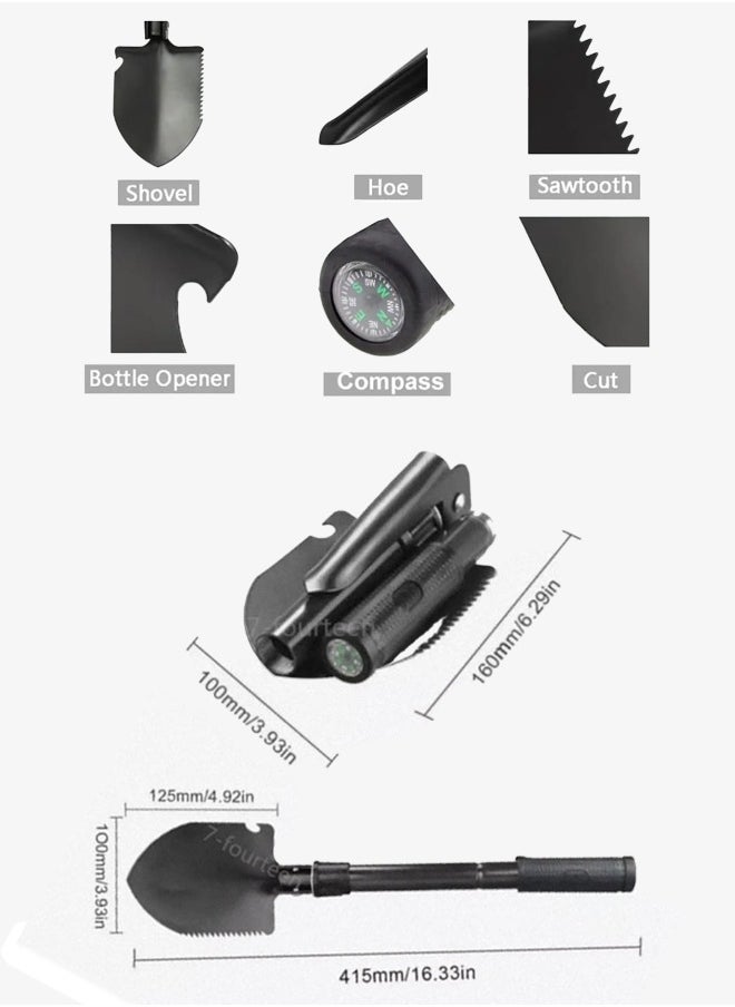 Generic Folding Shovel Multipurpose Tool for Outdoor Survival Portable with Carrying Pouch Camping Outdoor Tools Digging and Cutting in Camping, Hiking, Emergency, Off-Road, and Gardening Tools  - Image 3
