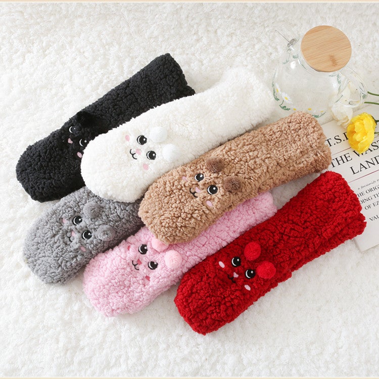 Lamb Wool Floor Socks for Women, Autumn and Winter, Fleece-Lined, Thickened, Warm Coral Fleece Home Socks, Postpartum Maternity Long Socks - Image 3