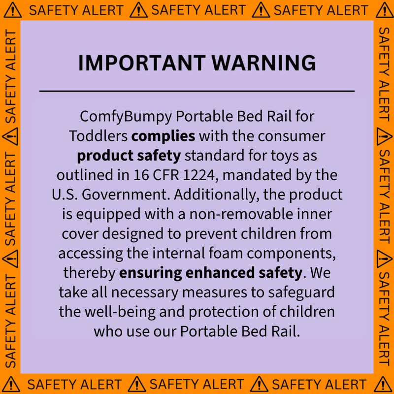 ComfyBumpy Bed Rail for Toddlers | Toddler Bed Rails with Washable Cover - Kids Foam Bed Rail Guard - Bed Barrier for Twin, King, Queen Bed [1-Pack] - Image 3