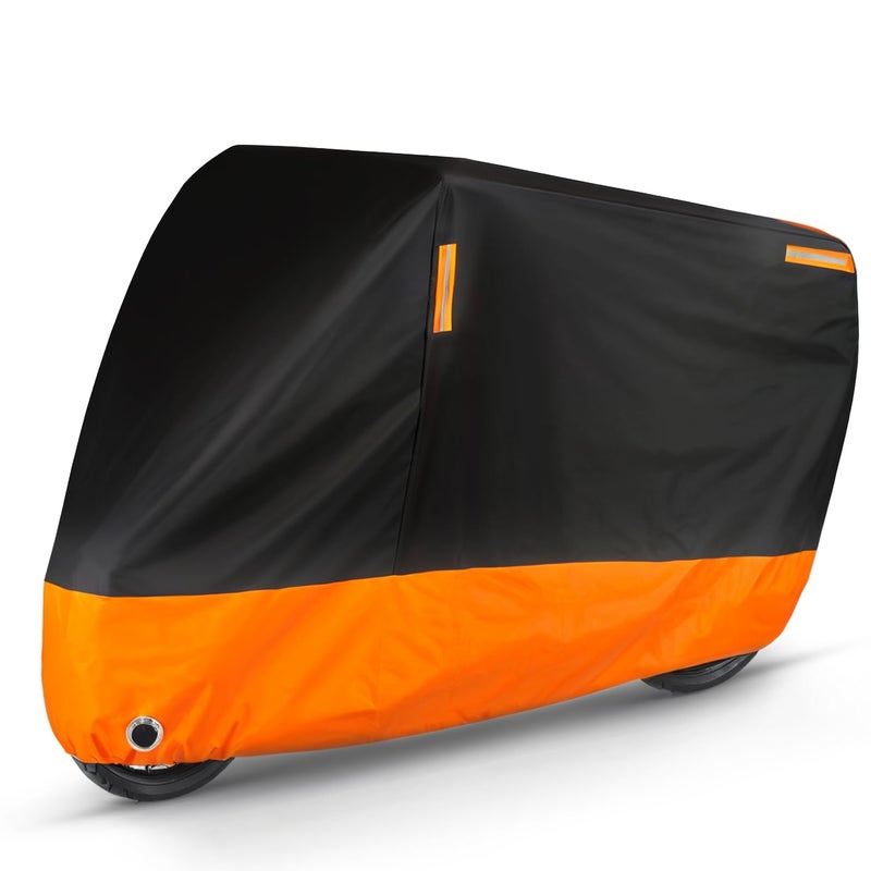 Puroma Motorcycle Cover Heavy Duty Scooter Cover Waterproof Outdoor All Season Universal Weather Quality Protection with Night Reflective Lock Holes and Storage Bag Fits up to 105 Motorcycle Vehicle