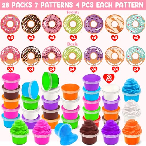 SURCVIO 28 Pack Valentines Day Gifts for Kids Butter Slime with Greeting Card Stress Relief Fidget Toy for Kids Classroom Valentines Gifts Exchange - Image 5