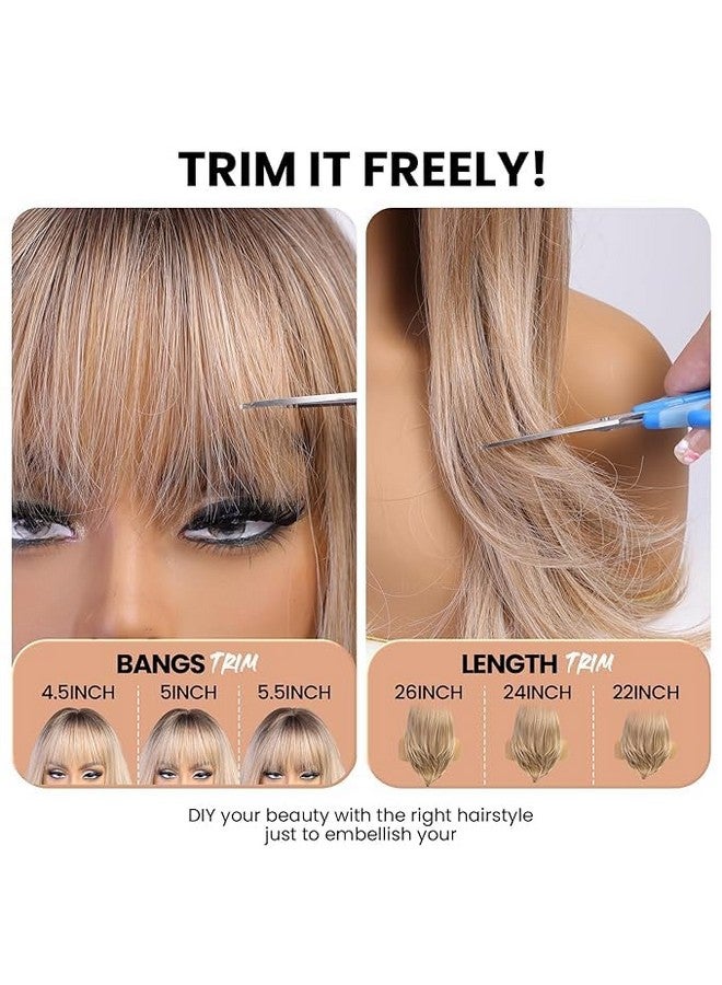 Thrift Bazaar Dark Brown Wig With Bangs For Women Long Straight Layered Wigs Synthetic Layered Hairstyle For Girls Party Cosplay And Daily Use(26" Dark Brown) - Image 5