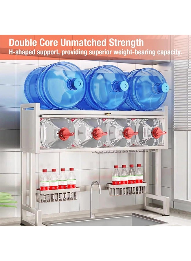 تايمي مجفف صحون - رف تجفيف الأطباق فوق الحوض بثلاثة مستويات مع غطاء - منظم مطبخ وحامل اطباق وادوات المائدة موفر للمساحة مقاس 95سم أبيض - Image 4