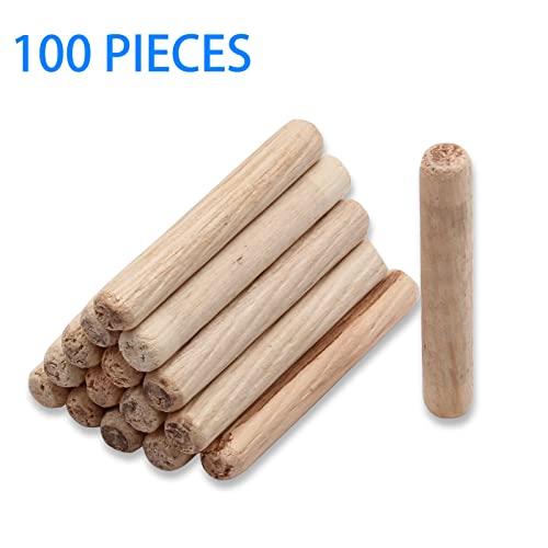 BokWin بك وين 100 حبة دبابيس خشبية 6 مم × 40 مم (تقريبًا 1/4" × 1-1/2") دبابيس خشبية مجففة ومشغولة، دبابيس خشبية للحرف اليدوية - Image 2