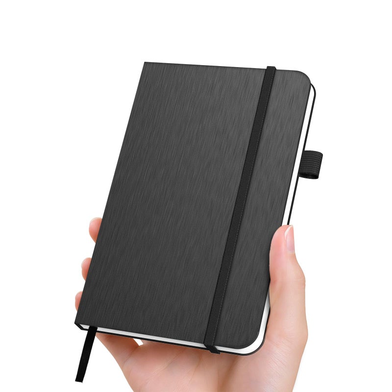 ONAVIA A6 Pocket Notebook Lined Journals, Small Journaling Notebooks, 160 Pages Hardcover Mini Notepad for Writing, Work, School, Travel and Note Taking with Pen Holder, 3.5" x 5.7" (Black) - Image 1