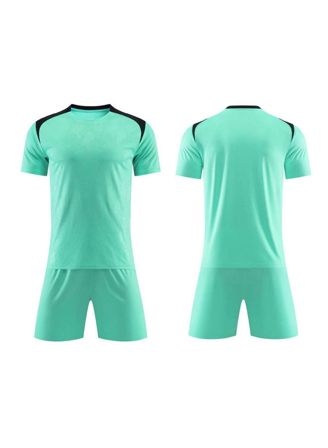 Children's Short-Sleeved Football Uniform Set - Club Soccer Jersey, Quick-Dry Training Clothing, Summer, Green
