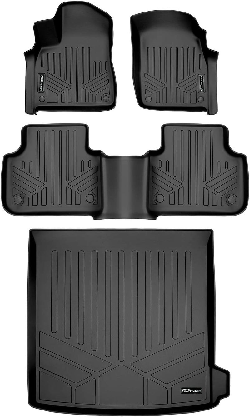 SMARTLINER All Weather Custom Fit Floor Mats 2 Rows and Cargo Liner Trunk Set Black for 2019 Audi Q8 - Image 1