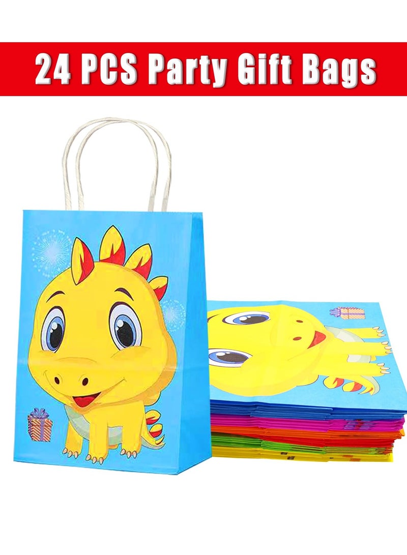 KASTWAVE 24 Pcs Dinosaur Favor Treat Bags, Dinosaur Goody Bags 6 Style Cute Dinosaur Cake Gift Snack Goody Cardboard Bags for Kids Cartoons Dinosaur Theme Baby Shower Birthday Party Decoration Supplies - Image 3