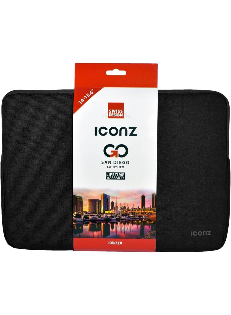 Iconz San Diego Laptop Sleeve 15.6 Inch, Slim Padded Protective Case, Water Resistant, Soft Interior Lining for Laptop Tablet, Black - Image 5