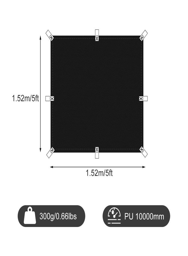 Honsaifau Black Waterproof Tarp Cover for Outdoor: Multi-Purpose Oxford Tarpaulin with Reinforced Webbing Loops for Camping Boat Pool Roof Tent - Durable and Tear Resistant (5ftx5ft) - Image 3