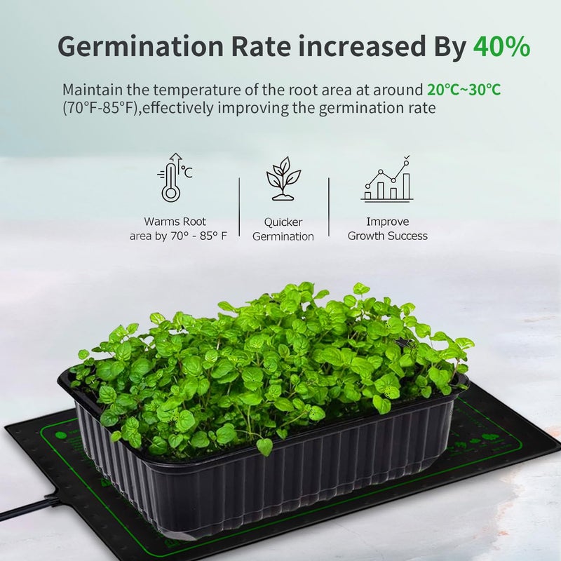 Ruyyi Upgrade Version 2PK Seedling Heat Mat with ETL Listed,Warm Hydroponic Heating Pad for Seed Starting,Indoor Gardening,Brewing and Greenhouses,Durable Waterproof Black Plant Heat Mat - Image 5