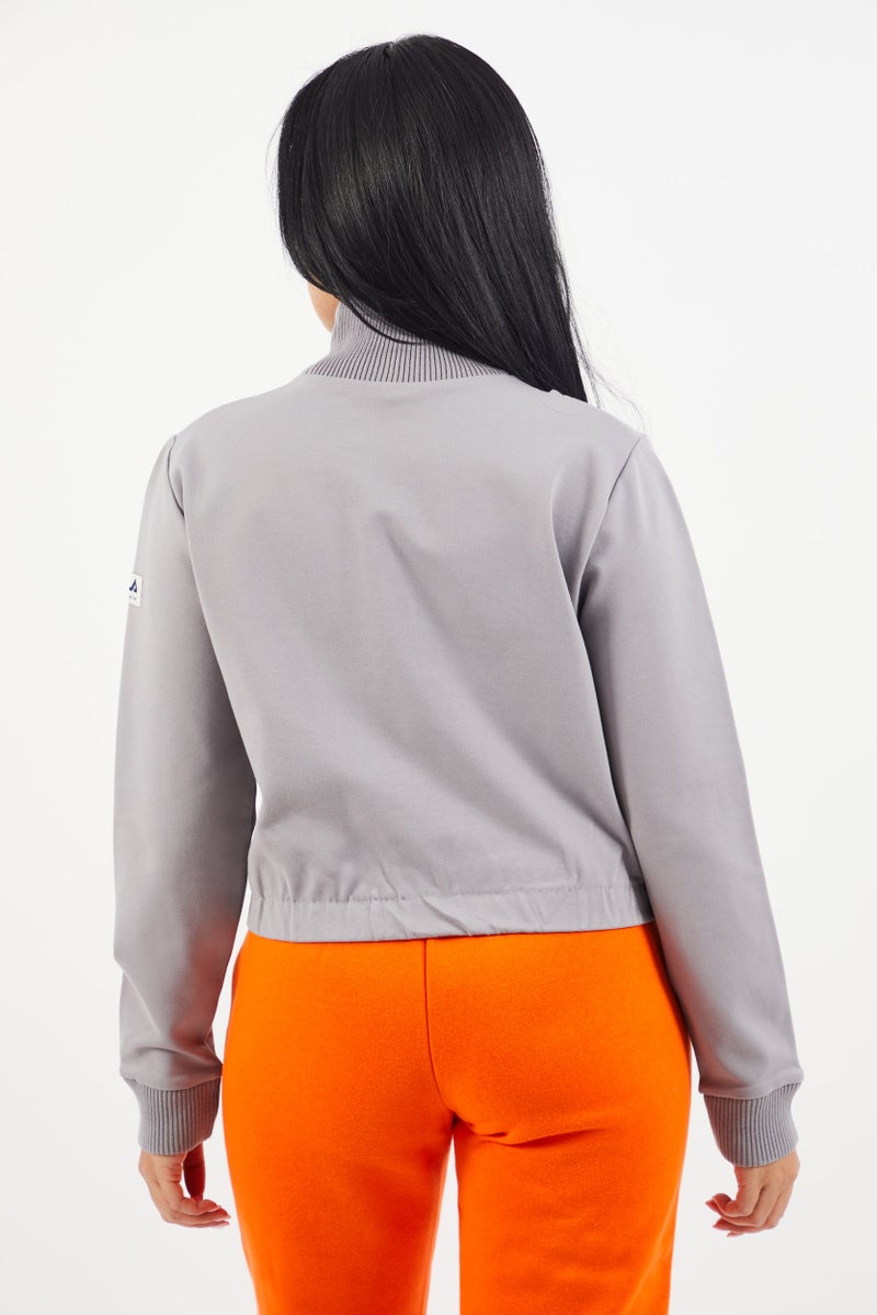 FILA Women Crew Neck Long Sleeve Brand Logo Sweatshirt, Dark Grey - Image 2