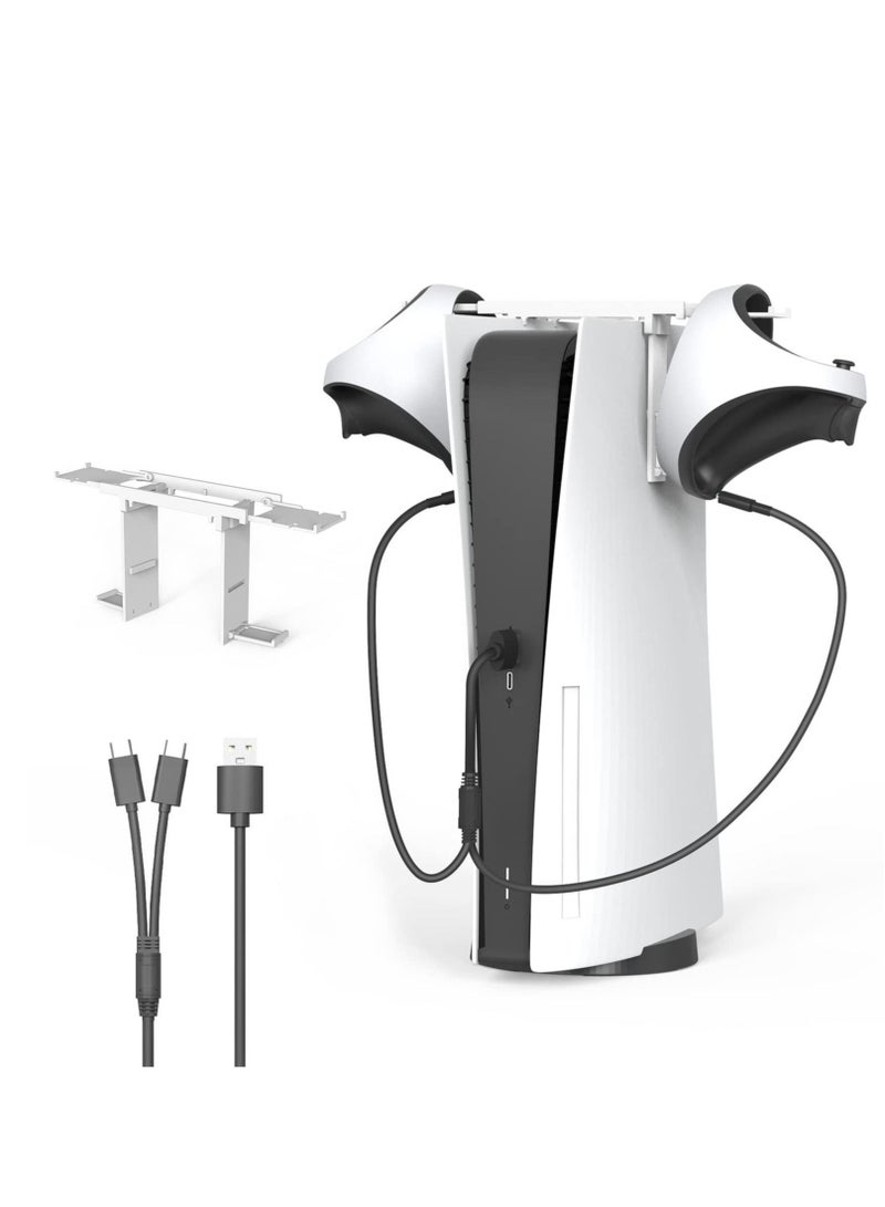 Captaintech Holder Stand for PS VR2, Hanger Bracket Kit with Type-C Double Charging Cable for PlayStation VR2, Charging Stand Headset Bracket for PSVR2 Handle Controllers and Headphone - Image 1