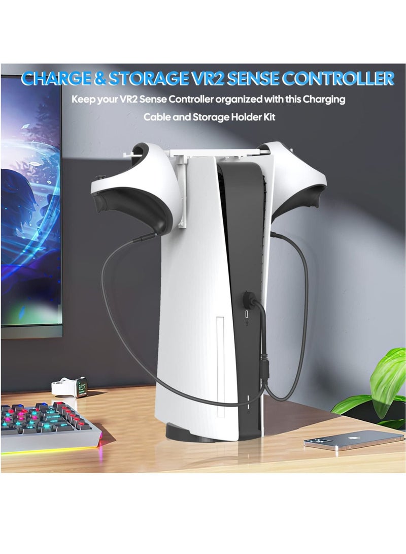 Captaintech Holder Stand for PS VR2, Hanger Bracket Kit with Type-C Double Charging Cable for PlayStation VR2, Charging Stand Headset Bracket for PSVR2 Handle Controllers and Headphone - Image 3