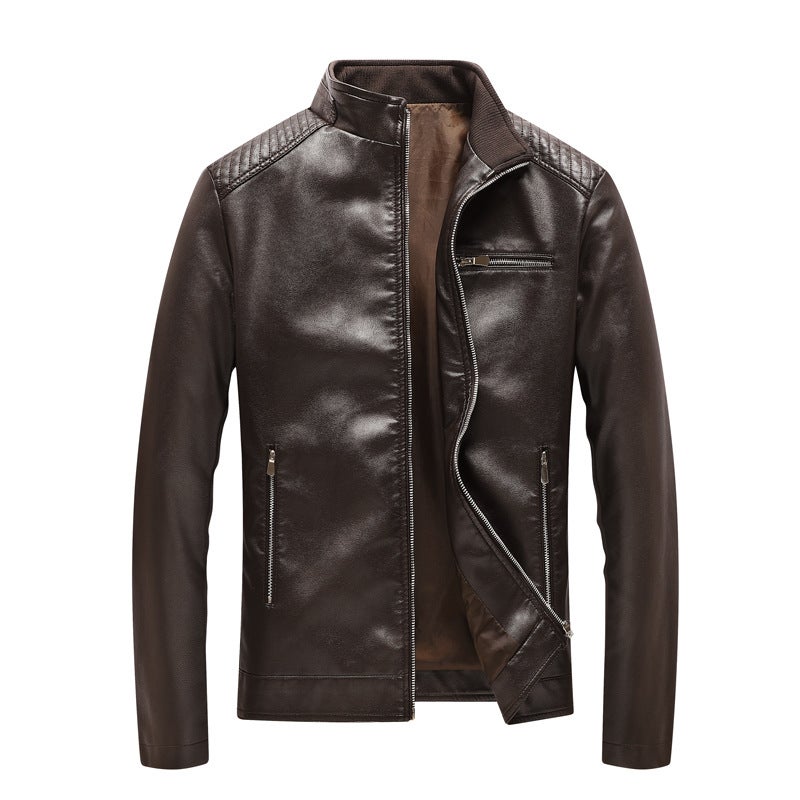 New Men'S Jacket Casual Men'S Motorsuit Fashionable Jacket Korean Style Vertical Collar Pu Leather Jacket - Image 4