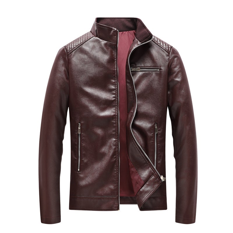 New Men'S Jacket Casual Men'S Motorsuit Fashionable Jacket Korean Style Vertical Collar Pu Leather Jacket - Image 2