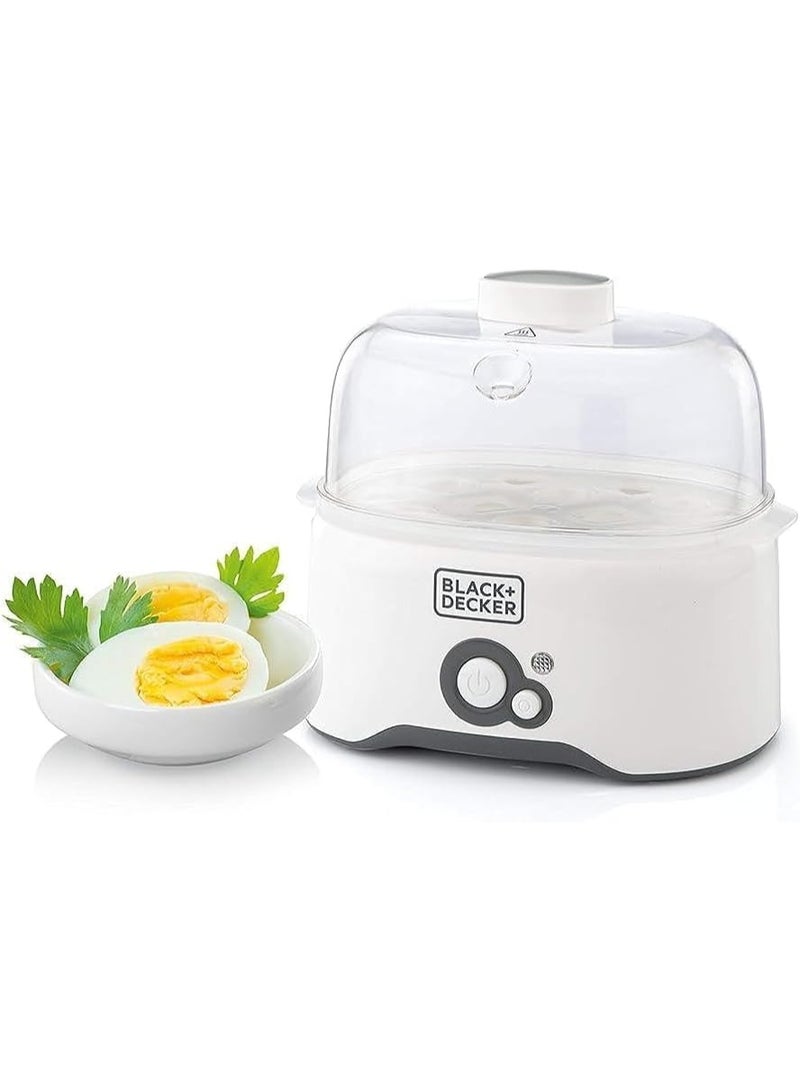BLACK&DECKER 280w 6 piece egg cooker with cooking rack and 2 poaching pan dry boil auto shutoff protection transparent cover white body, for perfect eggs - Image 1