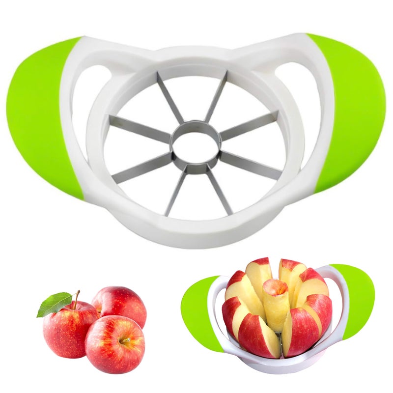 ARSUK Apple Slicer Corer Cutter Non Slip Soft Handles Stainless Steel Blades Easy Fruit Vegetable Cutter for Apples Pears and More Dishwasher Safe Kitchen Tool  Gadget Green 8 Blades