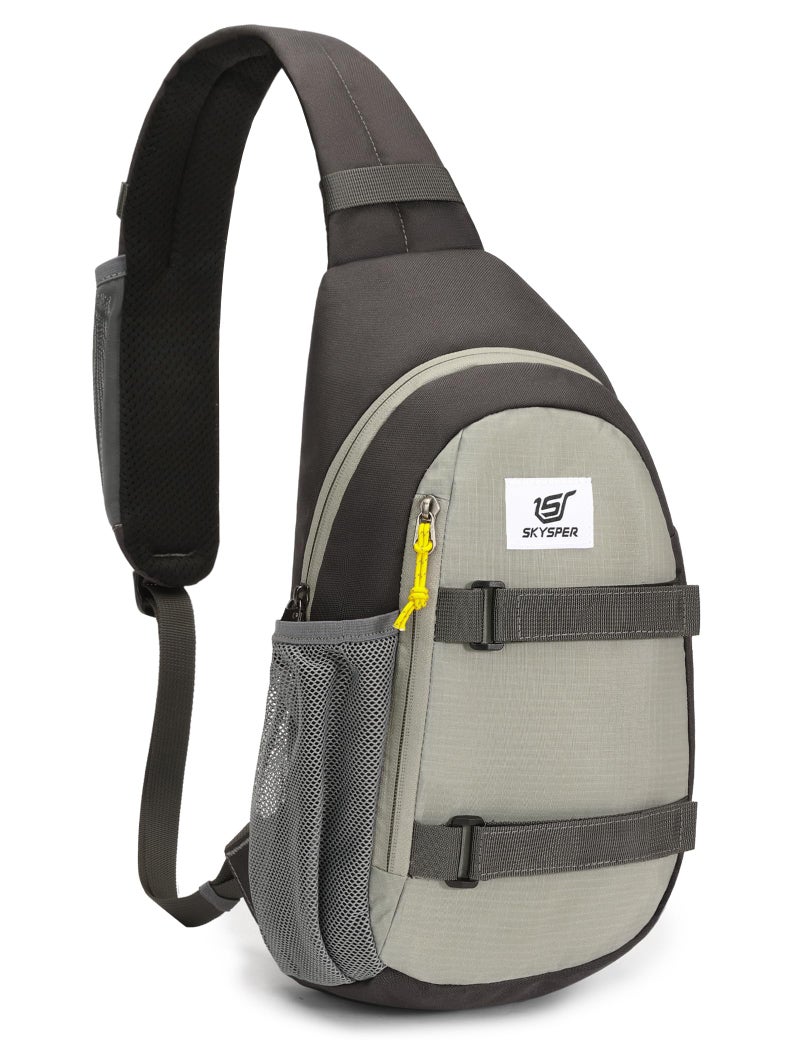 SKYSPER Sling Bag Anti-Theft RFID Crossbody Bag Travel Cross Body Backpack Shoulder Hiking Sling Daypack(Lightgray) - Image 1
