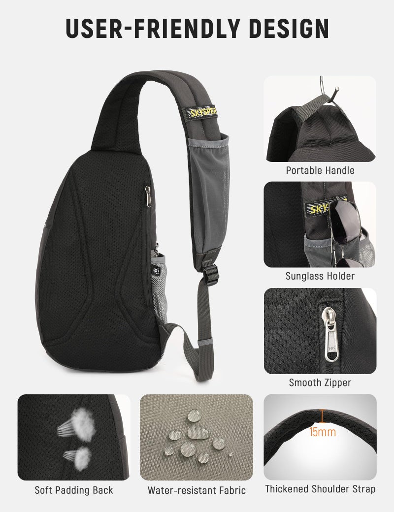 SKYSPER Sling Bag Anti-Theft RFID Crossbody Bag Travel Cross Body Backpack Shoulder Hiking Sling Daypack(Lightgray) - Image 4
