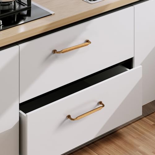 9BUILD 10 Pack Antique Brass Cabinet Pulls 5 Inch Kitchen Cabinet Handles Kitchen Handles for Cabinets Vintage Drawer Pulls Retro Dresser Pulls Cupboard Handles - Image 3