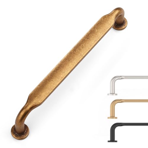 9BUILD 10 Pack Antique Brass Cabinet Pulls 5 Inch Kitchen Cabinet Handles Kitchen Handles for Cabinets Vintage Drawer Pulls Retro Dresser Pulls Cupboard Handles - Image 1