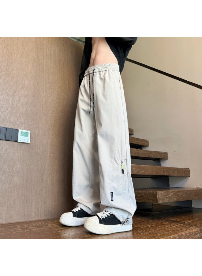 Dingfengbaoluo Outdoor Hiking Pants Autumn Trendy American Style Loose Straight Comfortable Casual Work Pants Aer33 Beige S - Image 2