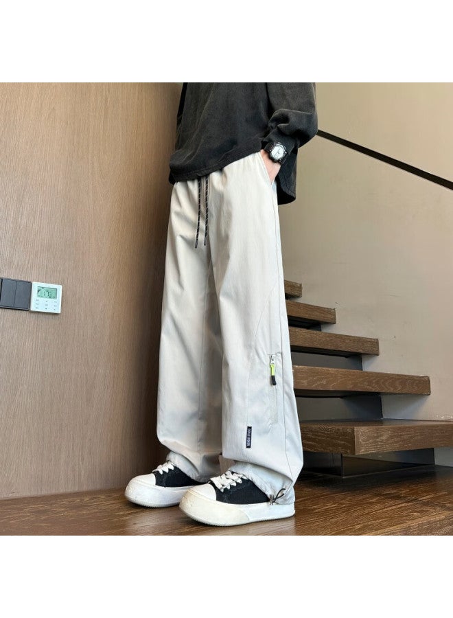 Dingfengbaoluo Outdoor Hiking Pants Autumn Trendy American Style Loose Straight Comfortable Casual Work Pants Aer33 Beige S - Image 1