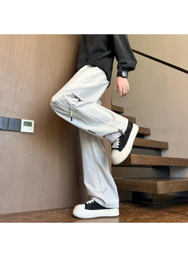 Dingfengbaoluo Outdoor Hiking Pants Autumn Trendy American Style Loose Straight Comfortable Casual Work Pants Aer33 Beige S - Image 3