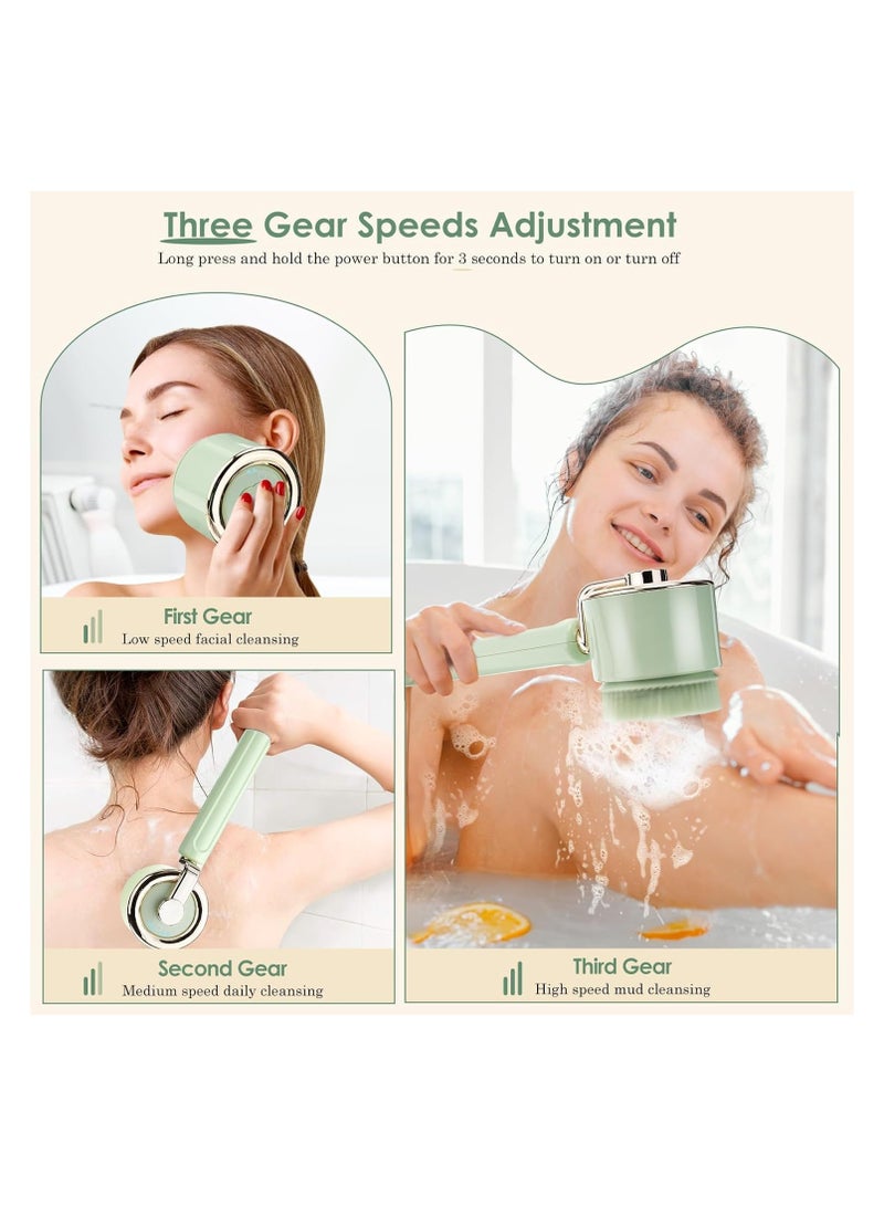 general Electric Body Scrubber, 5 Large Brush Heads, Long Handle Shower Back Scrubber, 3 Speed Adjustable Deep Cleaning Body Scrub Brush - Image 2