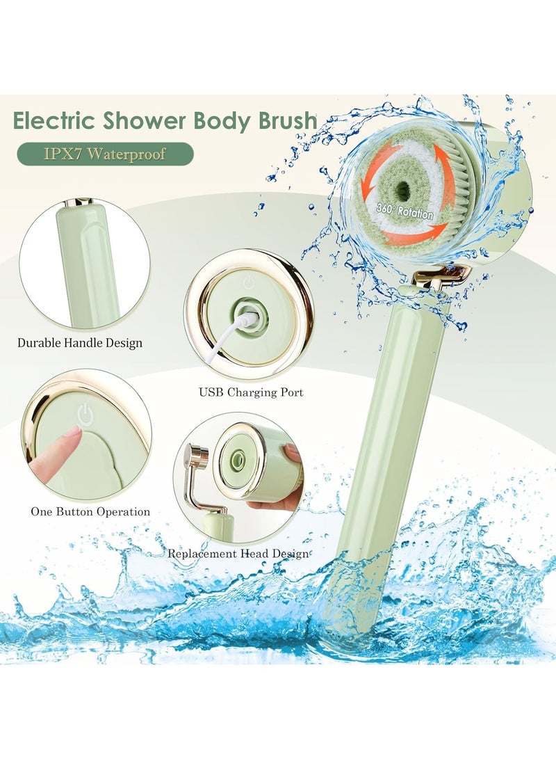 general Electric Body Scrubber, 5 Large Brush Heads, Long Handle Shower Back Scrubber, 3 Speed Adjustable Deep Cleaning Body Scrub Brush - Image 5