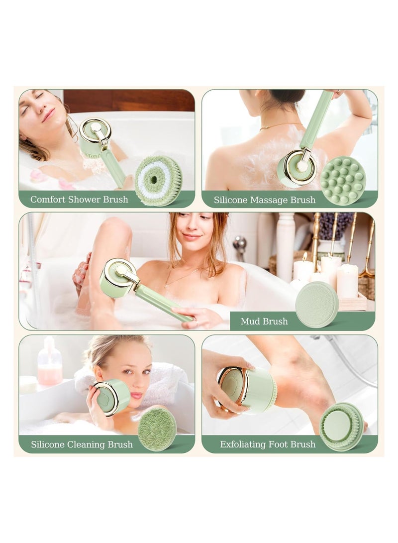 general Electric Body Scrubber, 5 Large Brush Heads, Long Handle Shower Back Scrubber, 3 Speed Adjustable Deep Cleaning Body Scrub Brush - Image 3