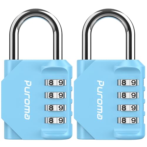 Puroma 2 Pack Combination Lock for Locker 4 Digit Outdoor Waterproof Padlock for School, Gym, Sports, Fence, Toolbox, Gate, Case, Outdoor, Hasp Storage, Cabinets (Sky Blue) - Image 1